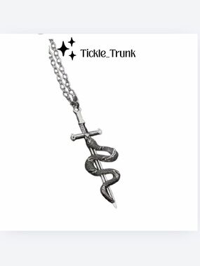 ⭐️ Snake Wrapped Dagger Pendant Necklace New